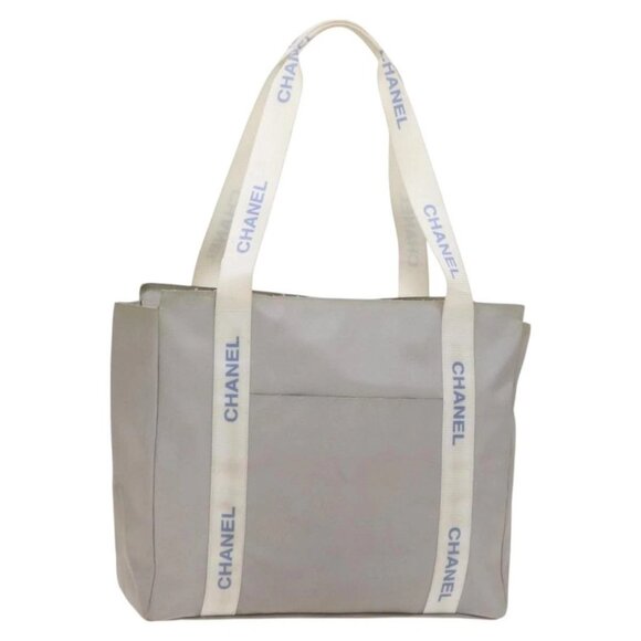CHANEL Sports Line Tote Bag Nylon Gray Silver CC Auth bs25879 - Picture 1 of 16